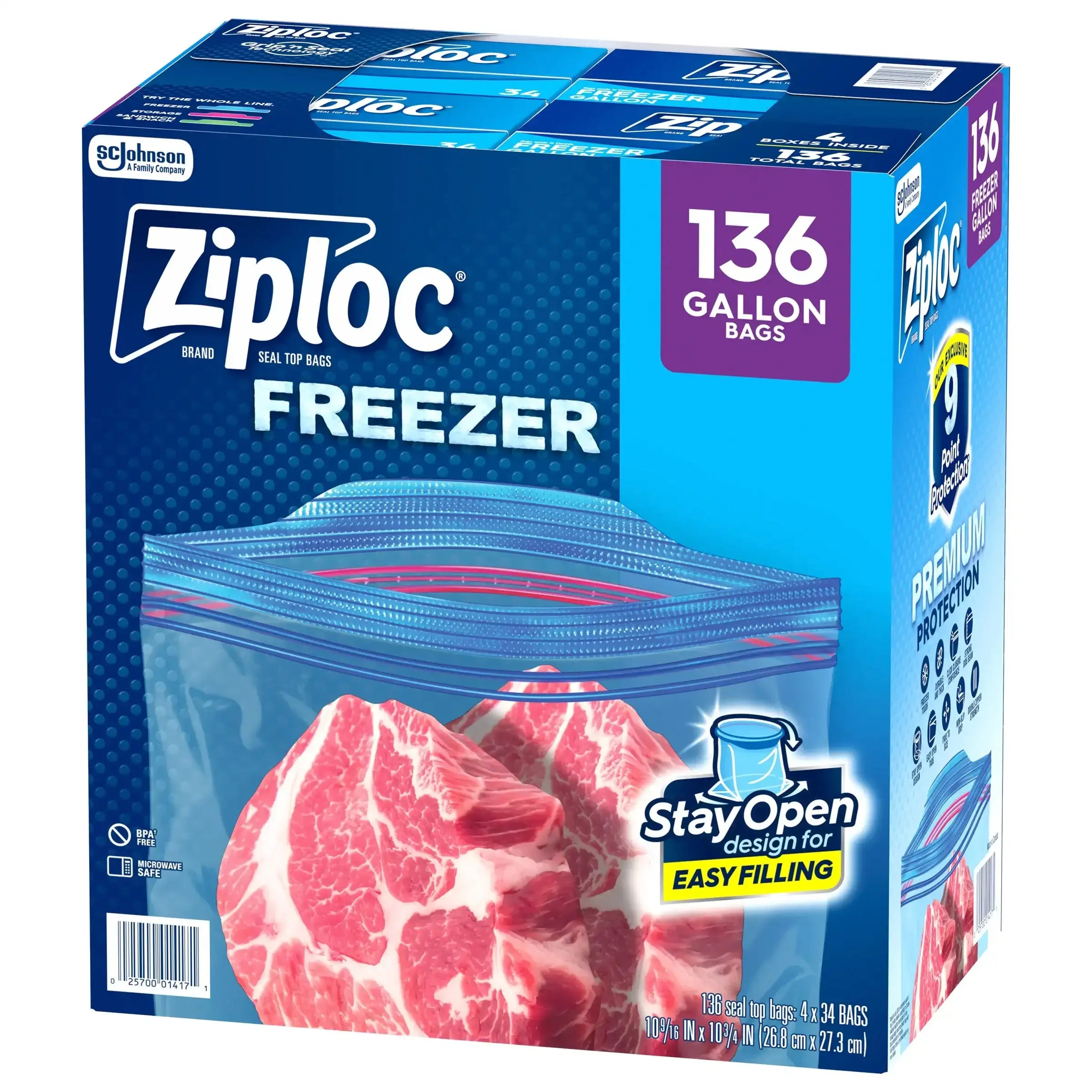 Ziploc Seal Top Freezer Bag, Gallon, 136-count - USA MEGA SHOP