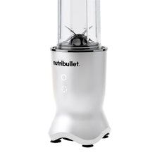 NutriBullet blender jar with blade assembly in a white compact base