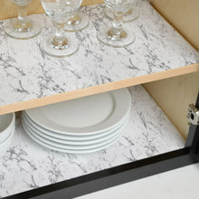Marble-print shelf liner sheet with gray veining and textured surface