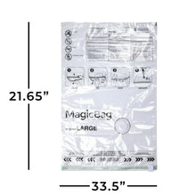 MagicBag original LARGE vacuum bag size diagram: 21.65 in by 33.5 in