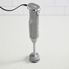 Immersion blender base with stainless motor housing and blending wand