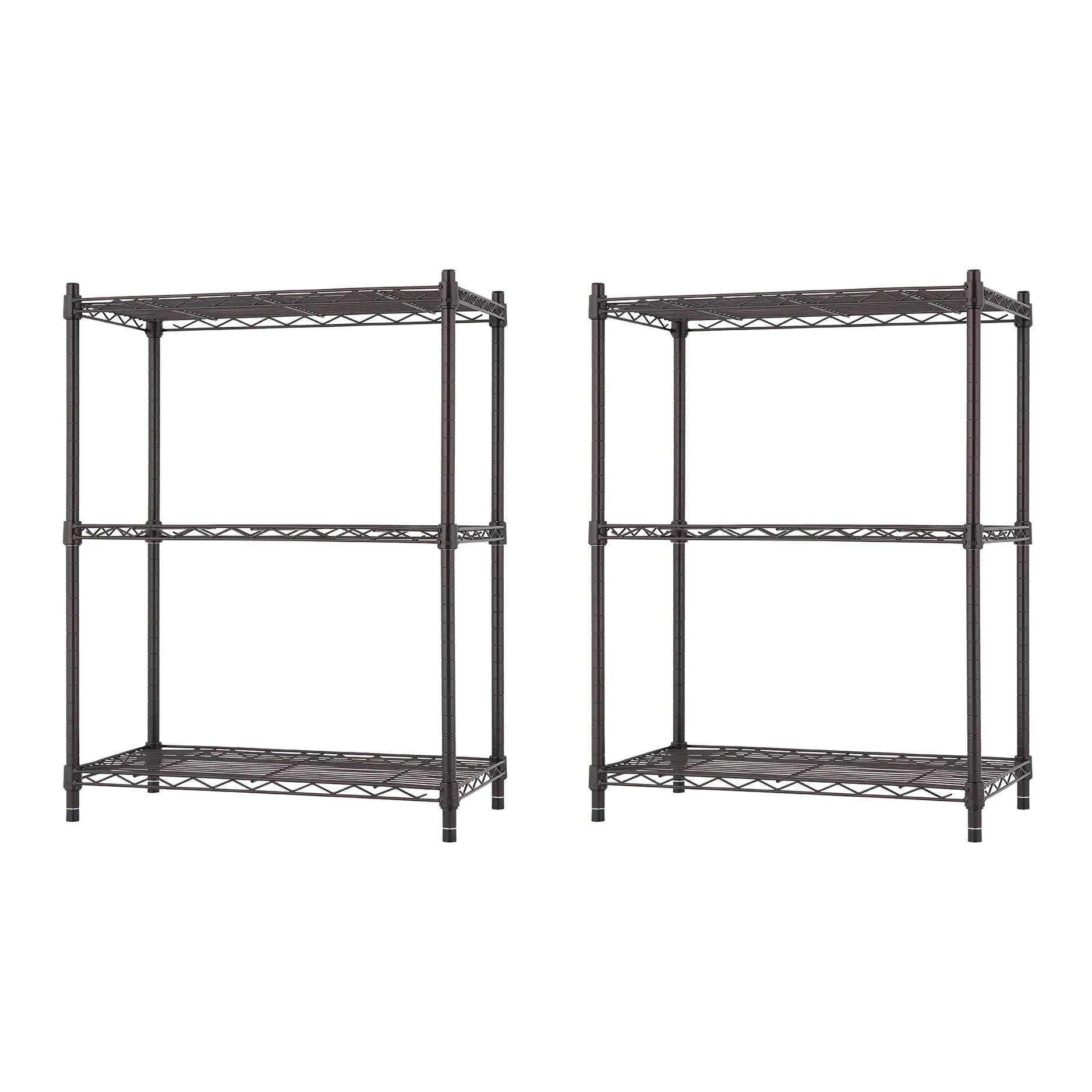 TRINITY 3-tier Modular Wire Shelving Rack 23" x 13" x 30", 2-pack - USA MEGA SHOP