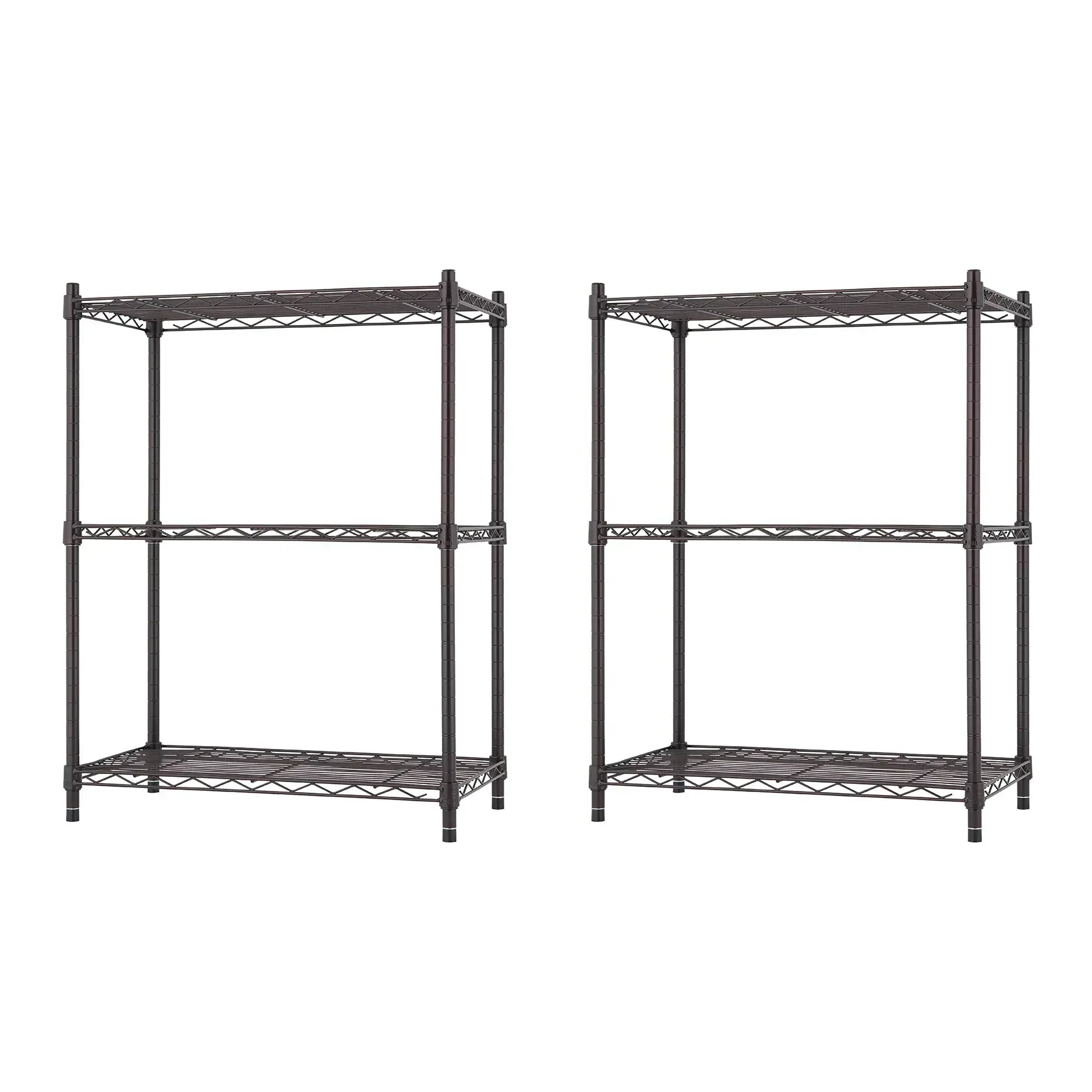 TRINITY 3-tier Modular Wire Shelving Rack 23" x 13" x 30", 2-pack