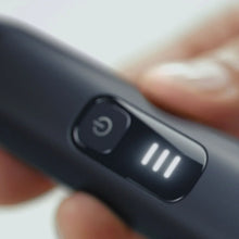 Hybrid electric trimmer shaver with power button and LED indicators