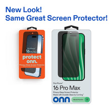 Privacy glass screen protector packages showing protector fit for iPhone 16 Pro Max
