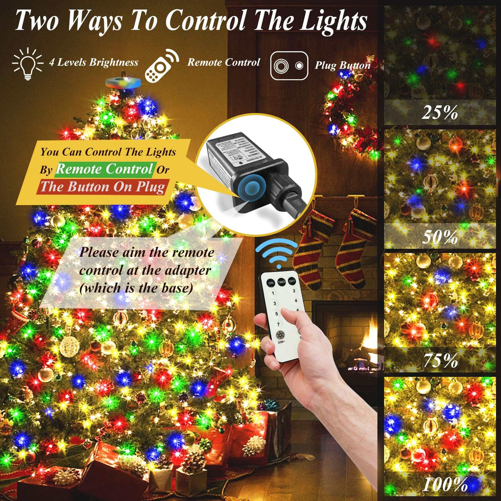 400 LED Christmas Tree Lights, Christmas Lights with 8 Light Modes & Memory Function, 6.6FT x 16 String Lights with Timing Function & Remote Control for Christmas Ornaments - Multicolor