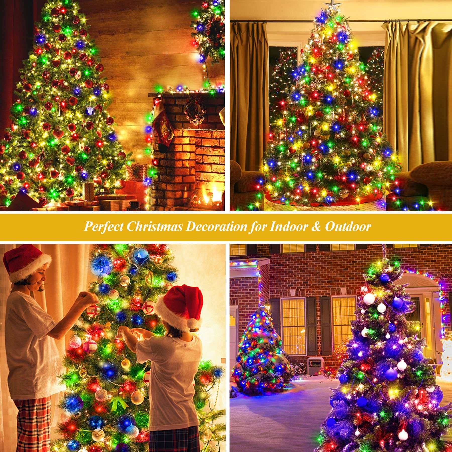 400 LED Christmas Tree Lights, Christmas Lights with 8 Light Modes & Memory Function, 6.6FT x 16 String Lights with Timing Function & Remote Control for Christmas Ornaments - Multicolor