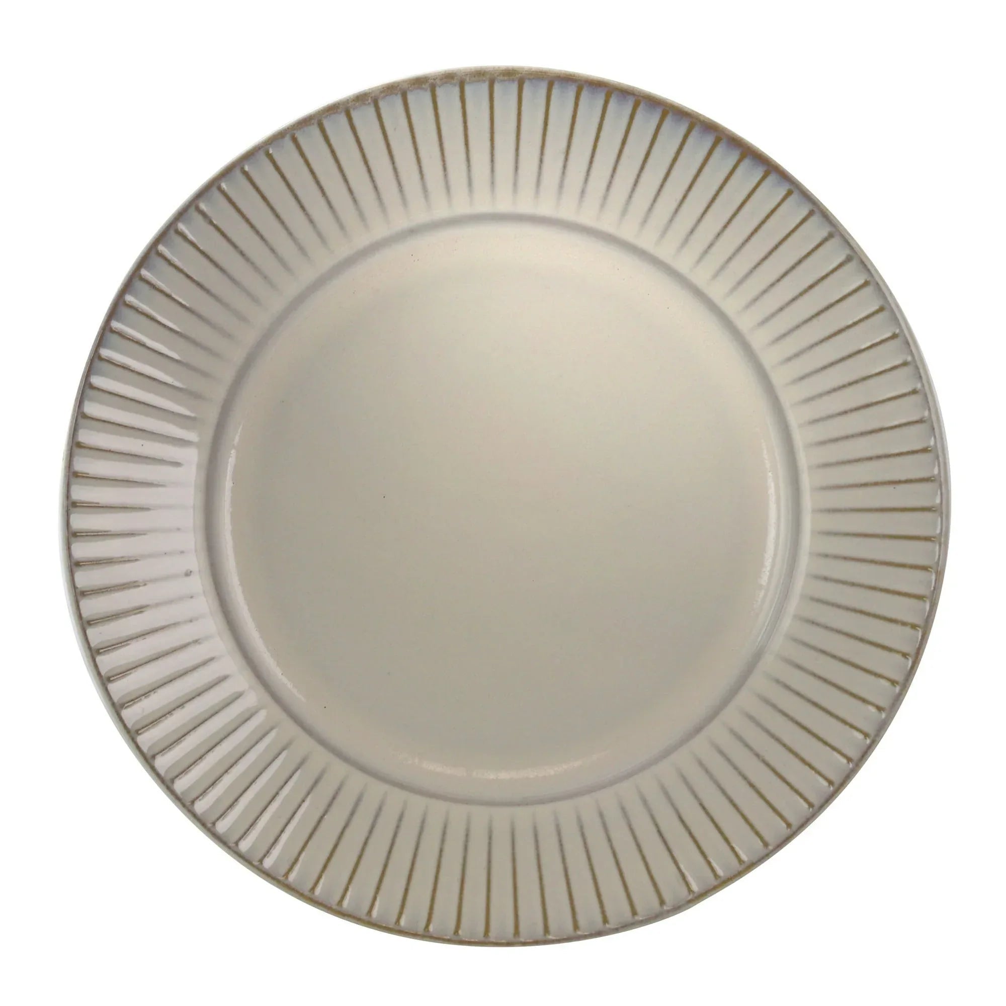 Elama Market Finds 16 Piece Round Stoneware Dinnerware Set in Embossed White