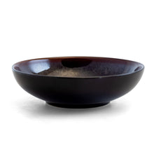 Glossy black cereal bowl with wide rim