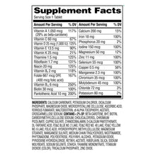 Supplement Facts panel with vitamin and mineral ingredient amounts