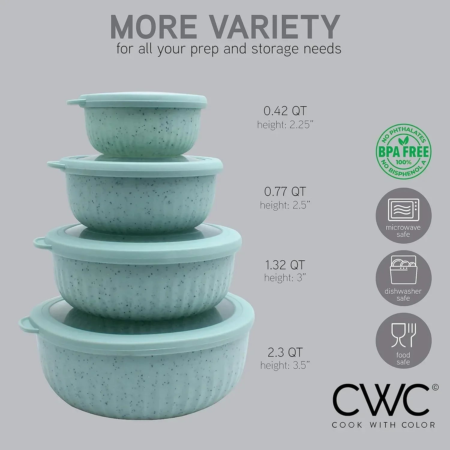 COOK WITH COLOR Meal Prep Containers Wide Mixing Bowls Food Storage Containers with Lid - USA MEGA SHOP