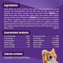 Purina Friskies Surfin & Turfin Favorites dry cat food bag, ingredients and analysis