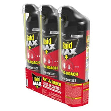 Raid Max ant and roach killer 3-pack spray cans, red and black