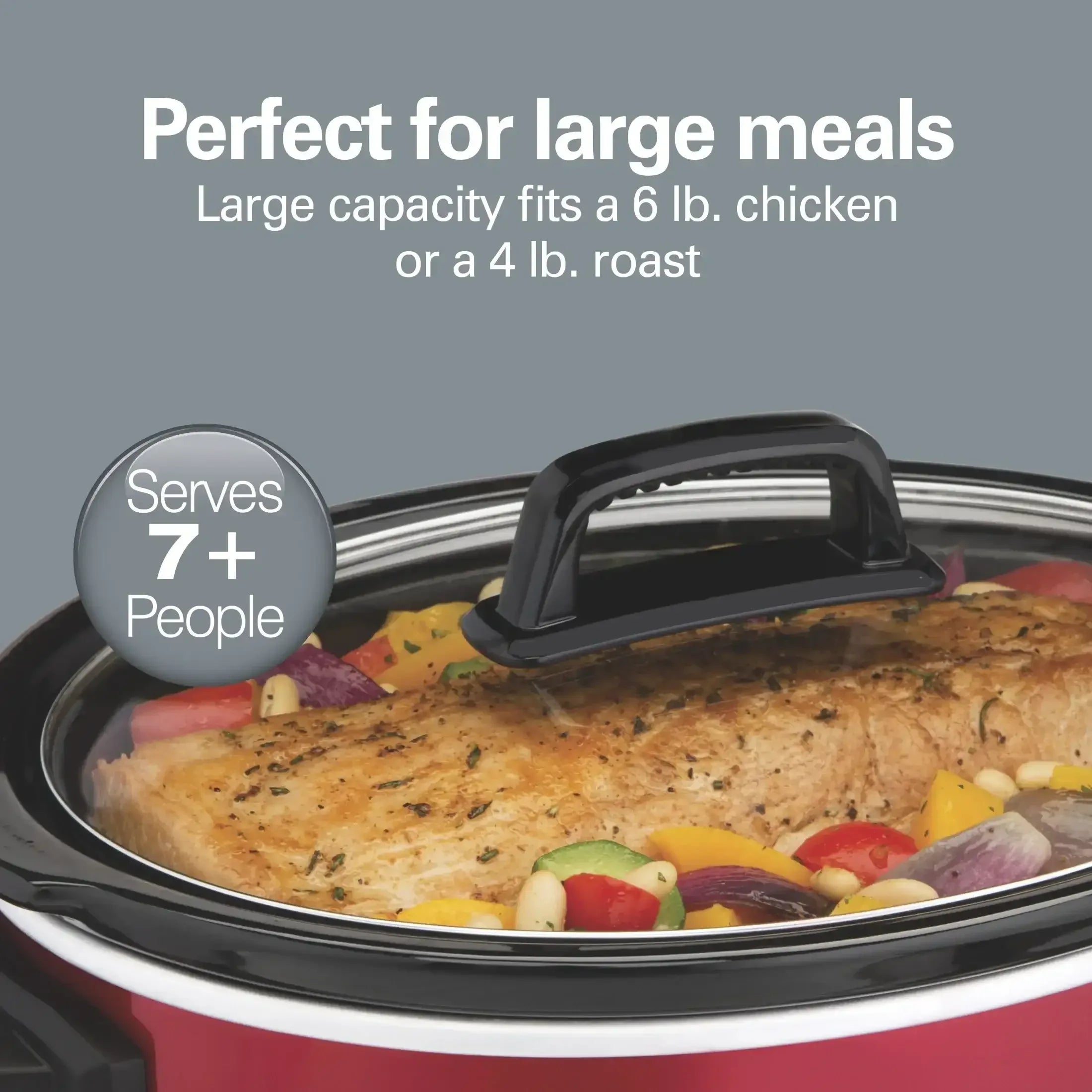 Hamilton Beach 6 Qt Slow Cooker, Stoneware Crock with Removable Pot, Red - USA MEGA SHOP