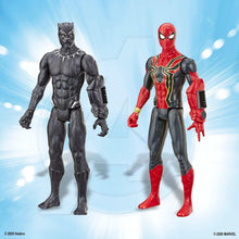 Black Panther and Spider-Man action figures standing side by side