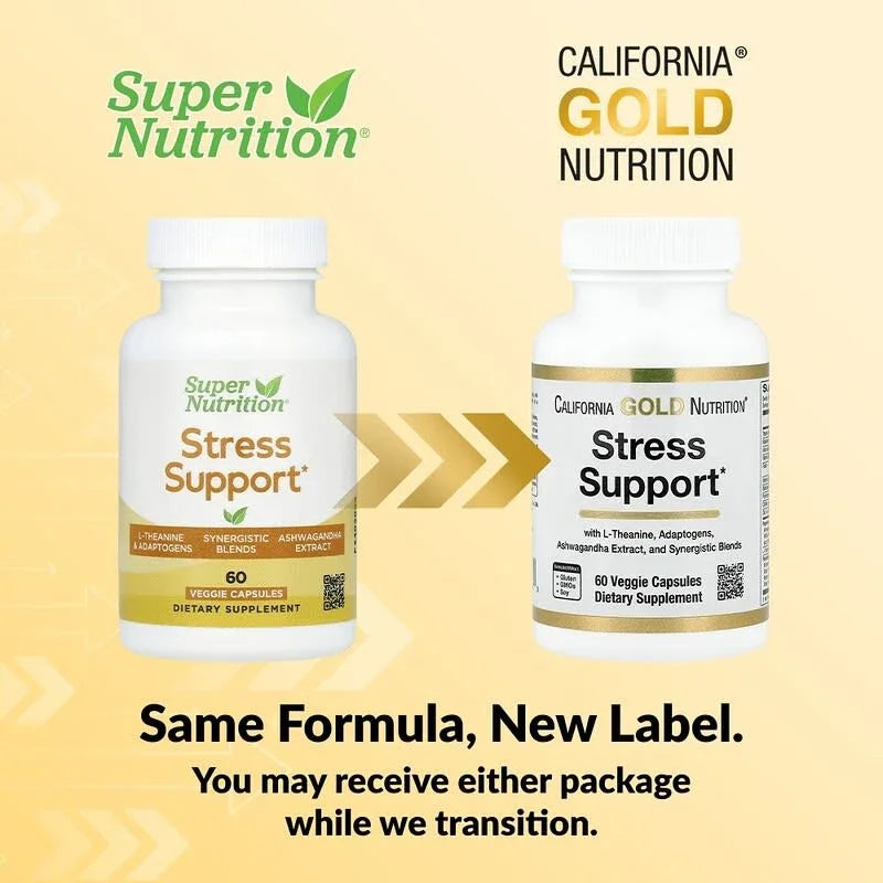 Stress Support with L-Theanine, Ashwagandha, Botanical Blend, and Enzymes, 60 Veggie Capsules - USA MEGA SHOP