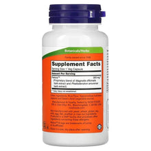 NOW Relora supplement bottle back with Supplement Facts label panel