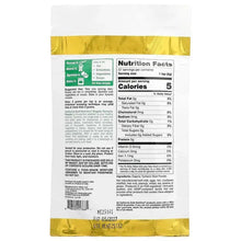 Organic turmeric powder bag back label with Nutrition Facts and ingredients