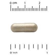 Lutein veggie capsule, gold-toned, with size scale