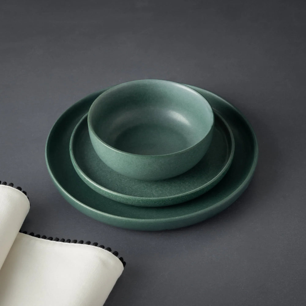 Thyme & Table Caspian Green 12-Piece Ceramic Dinnerware Set - USA MEGA SHOP