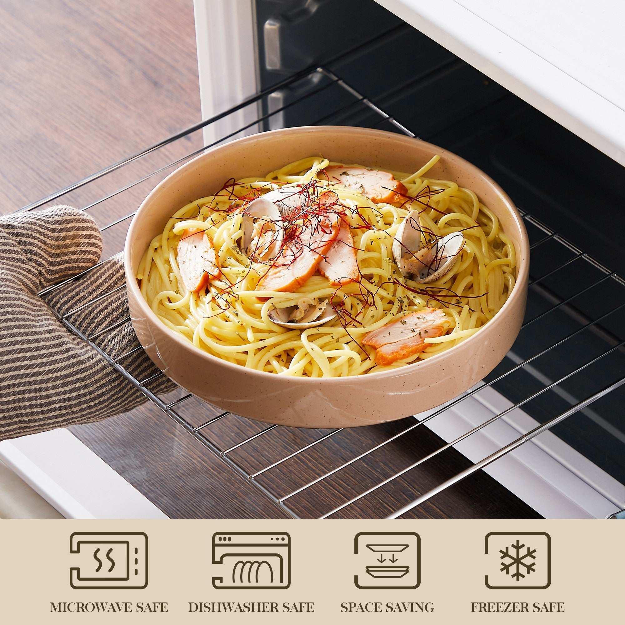 vancasso Pasta Bowls, Stoneware Salad Bowls Set of 4, Large Serving Bowls, Soup Bowls White