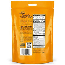 Wonderful honey roasted pistachios bag back with Nutrition Facts panel
