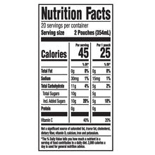 Kool-Aid Jammers orange drink nutrition facts panel for 2 pouches