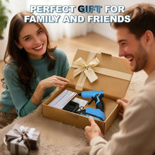 Blue cordless hot glue gun inside an open gift box with glue sticks