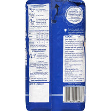 Mahatma basmati rice bag back with cooking instructions and barcode