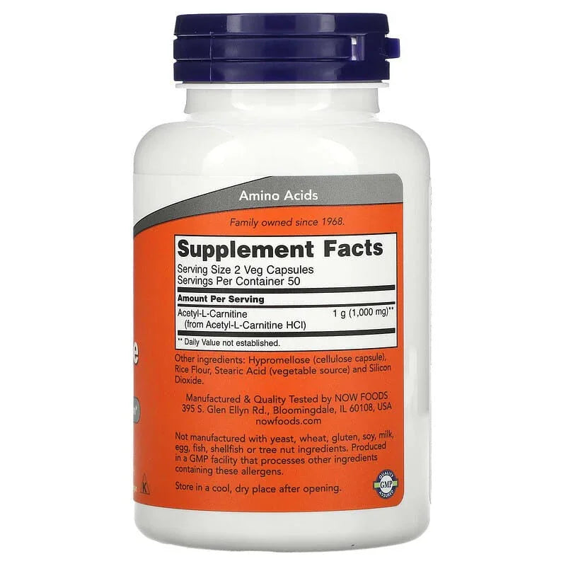NOW Foods, Acetyl-L Carnitine, 500 mg & 750 mg - USA MEGA SHOP