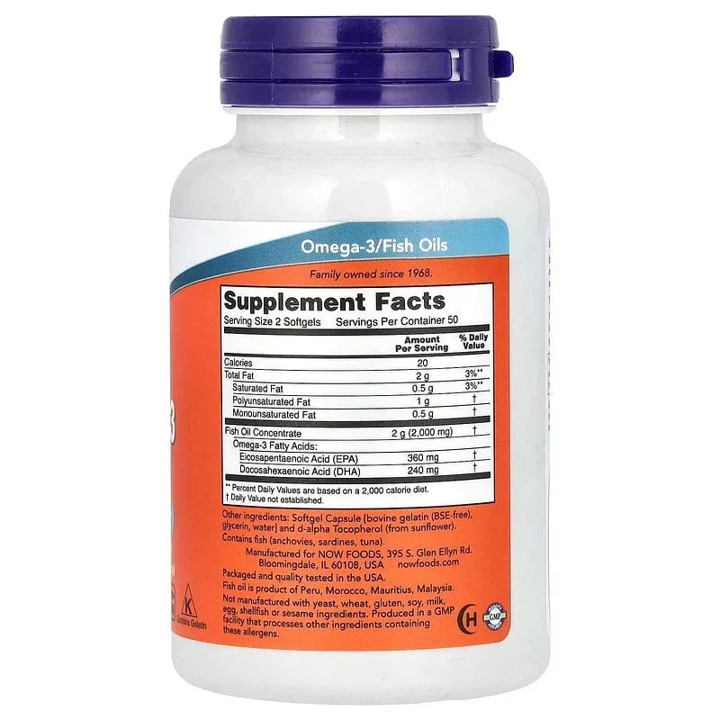 NOW Foods, Omega-3 Fish Oil, Softgels
