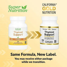 Thyroid Support supplement bottles, same formula new label transition message