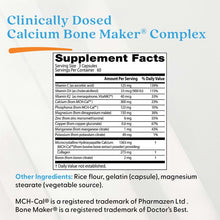 Calcium supplement label close-up showing Supplement Facts chart and dosing info