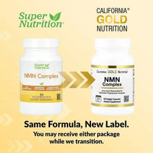 NMN Complex supplement bottle, California Gold Nutrition, front label view