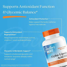 Alpha-lipoic acid 150 bottle front showing antioxidant function and glycemic balance