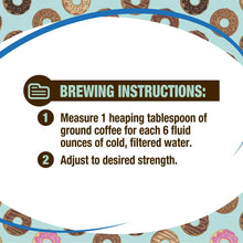 Coffee brewing instructions label with two steps for ground coffee