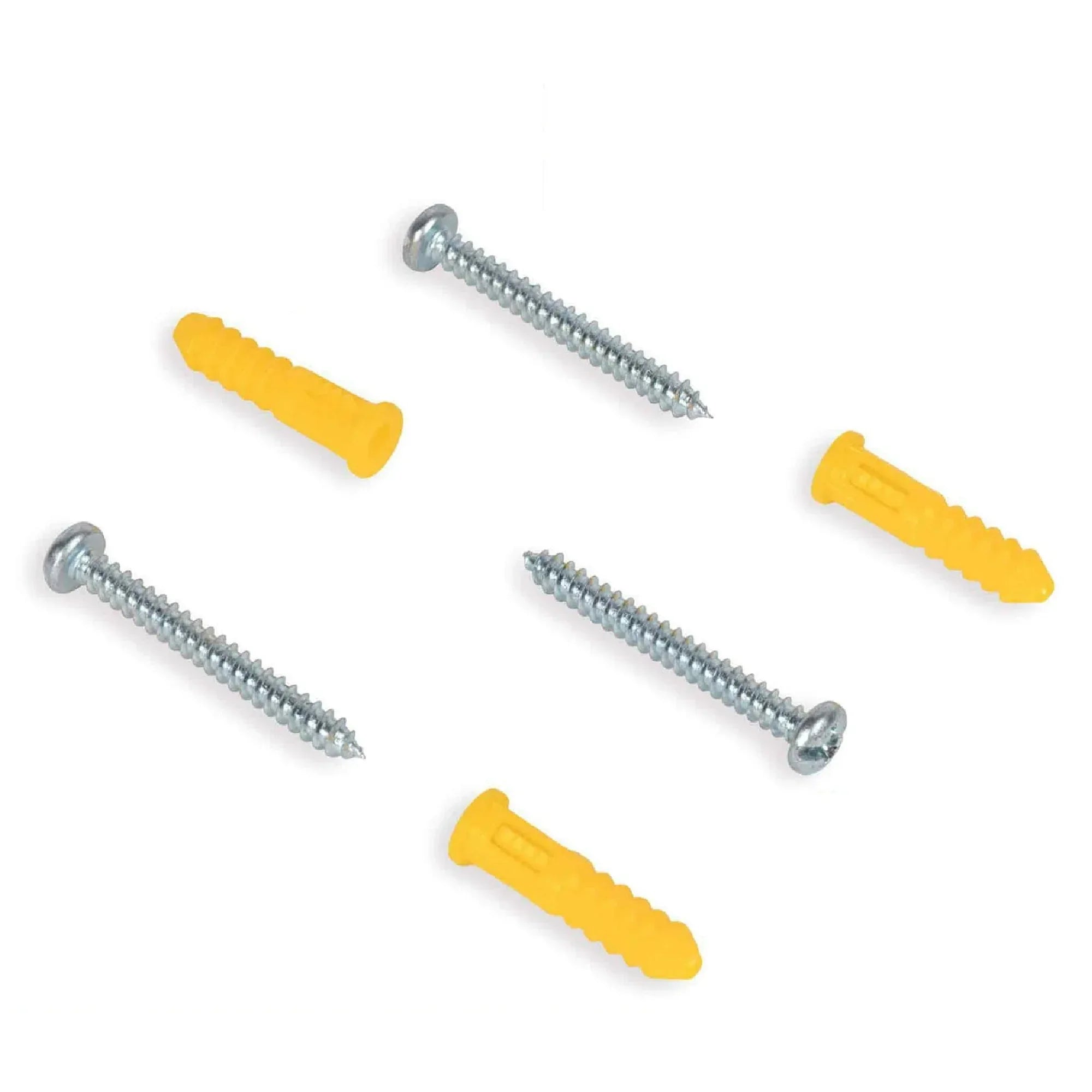 Hillman Multi-Material Ribbed Anchor Screws, #4-6 x 7/8", Plastic and Steel, 10 lbs, Yellow, 6 sets