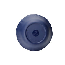 Melamine bowl base with circular logo stamp in dark blue