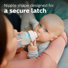 Anti-colic baby bottle with nipple, clear, infant drinking for secure latch