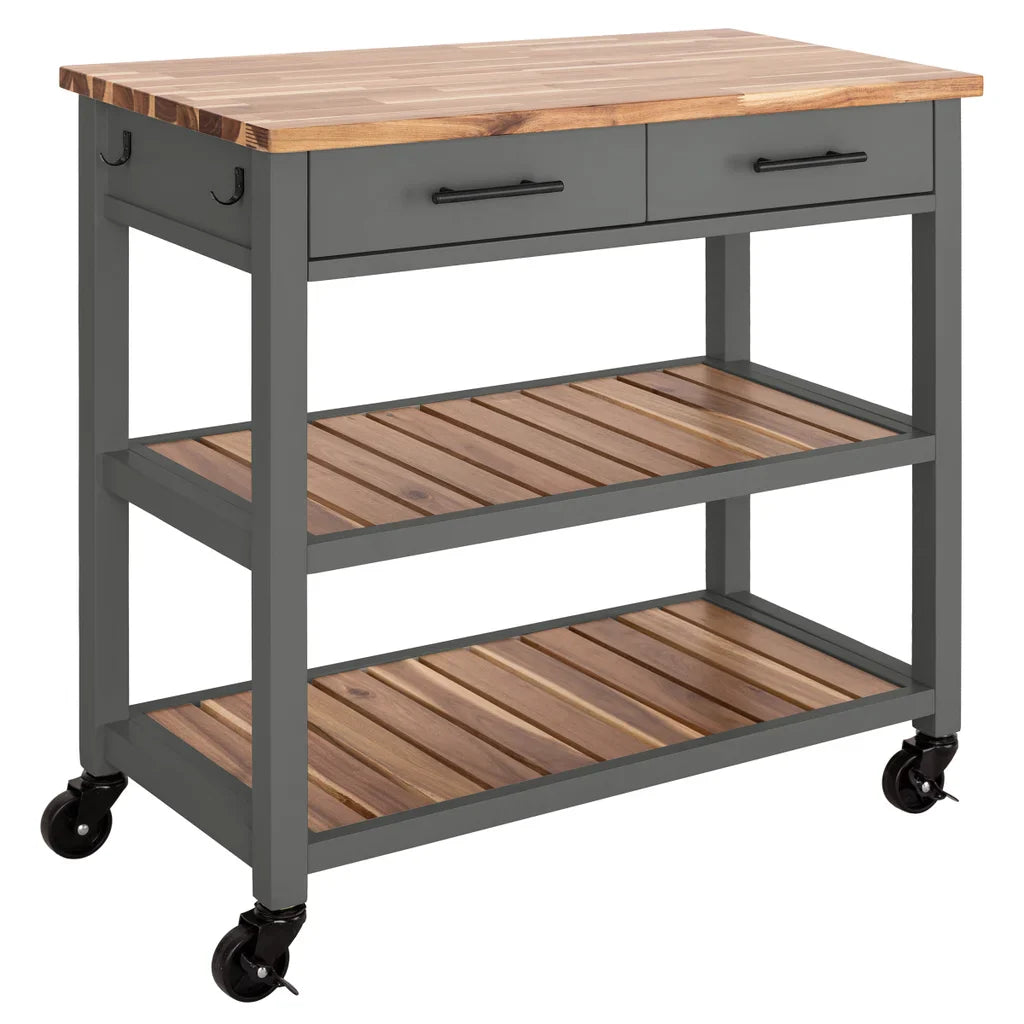 Carrito de cocina Seville Acacia Top con cajones