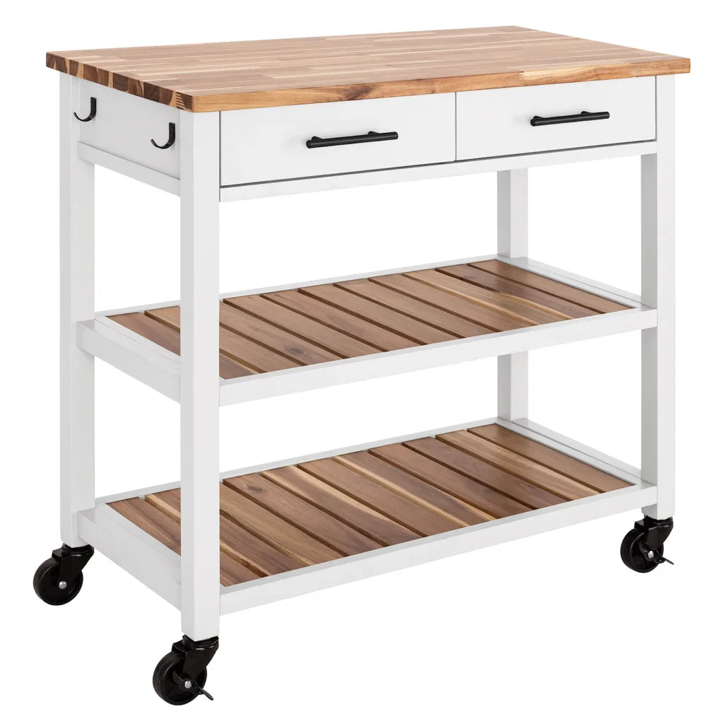 Carrito de cocina Seville Acacia Top con cajones