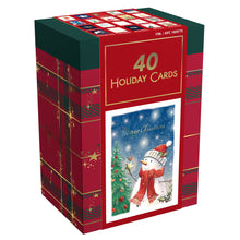 Box of 40 holiday greeting cards with a snowman cover design.