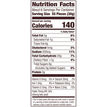 Nutrition Facts panel for cheddar snack crackers bag
