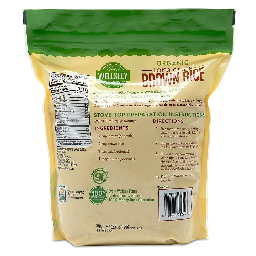 Wellsley Farms Organic Long-Grain Brown Rice, 4 lbs. - USA MEGA SHOP