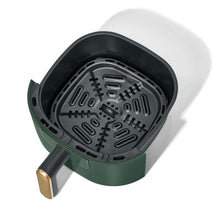 Air fryer basket pull-out, thyme green base with perforated cooking tray
