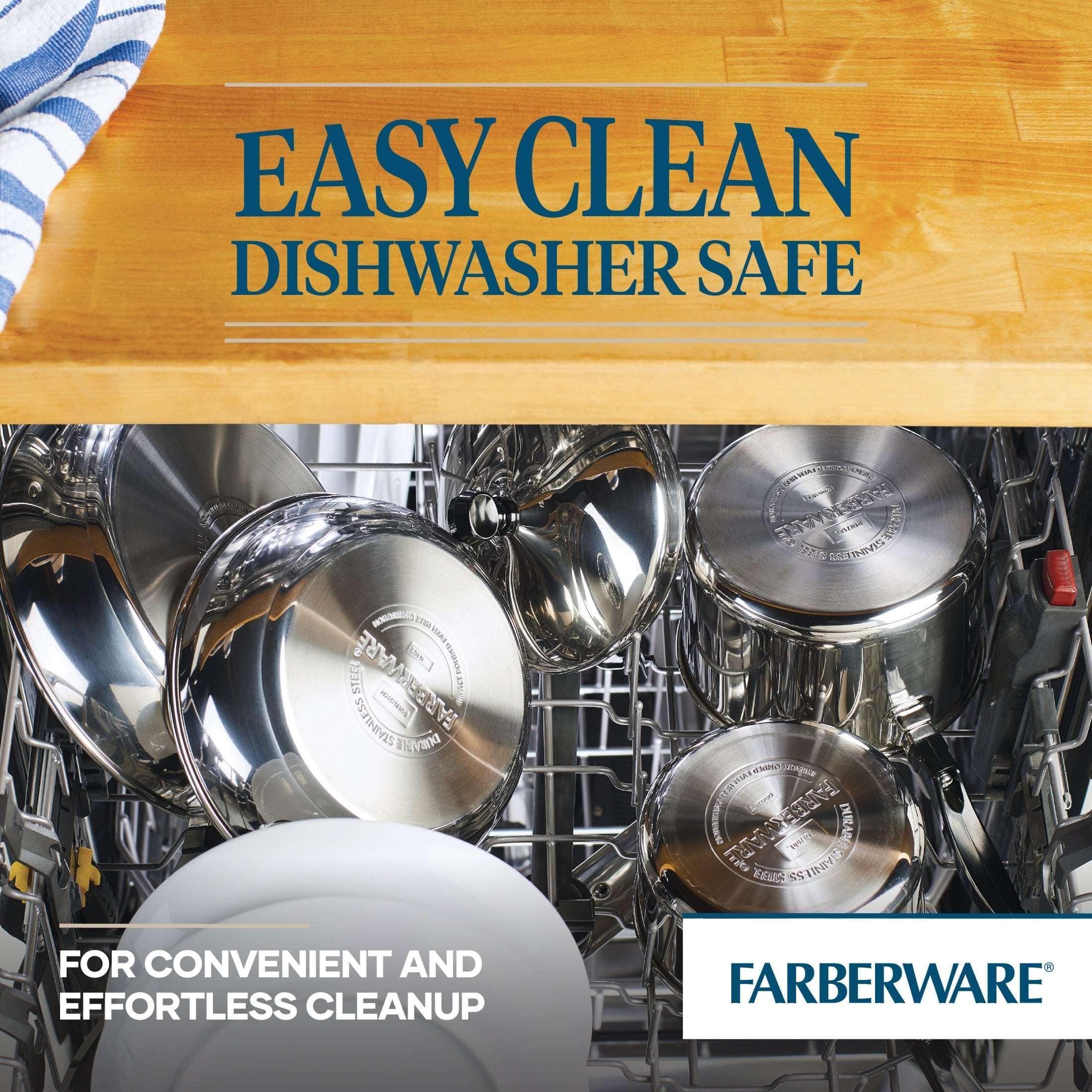 Farberware Classic Series 3 Quart Stainless Steel Sauce Pan with Lid, Induction Compatible, Metal Utensil and Dishwasher Safe, Stainless Steel
