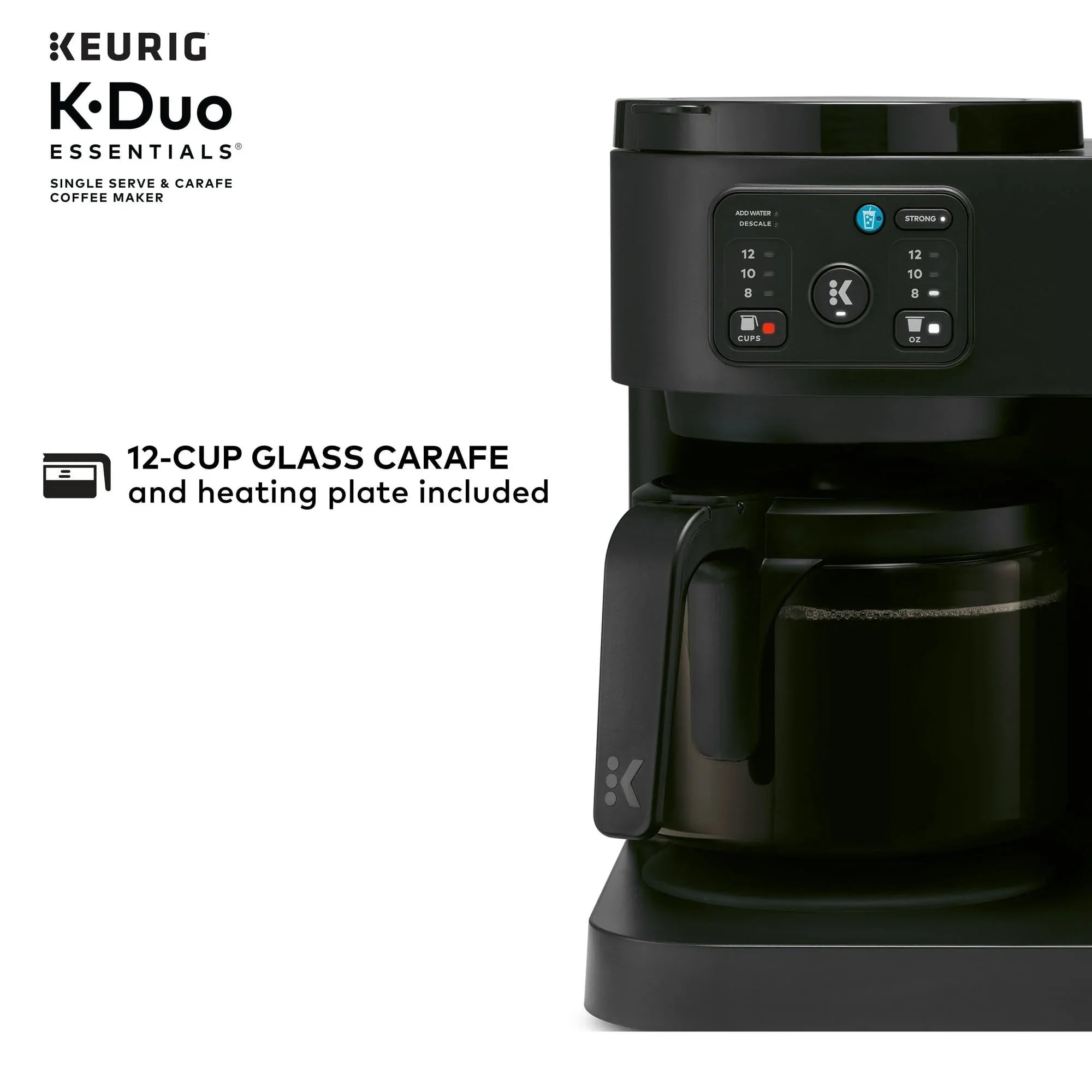Keurig K-Duo Essentials, Hot & Iced Single-Serve K-Cup Pod Coffee Maker & Carafe, Black - USA MEGA SHOP