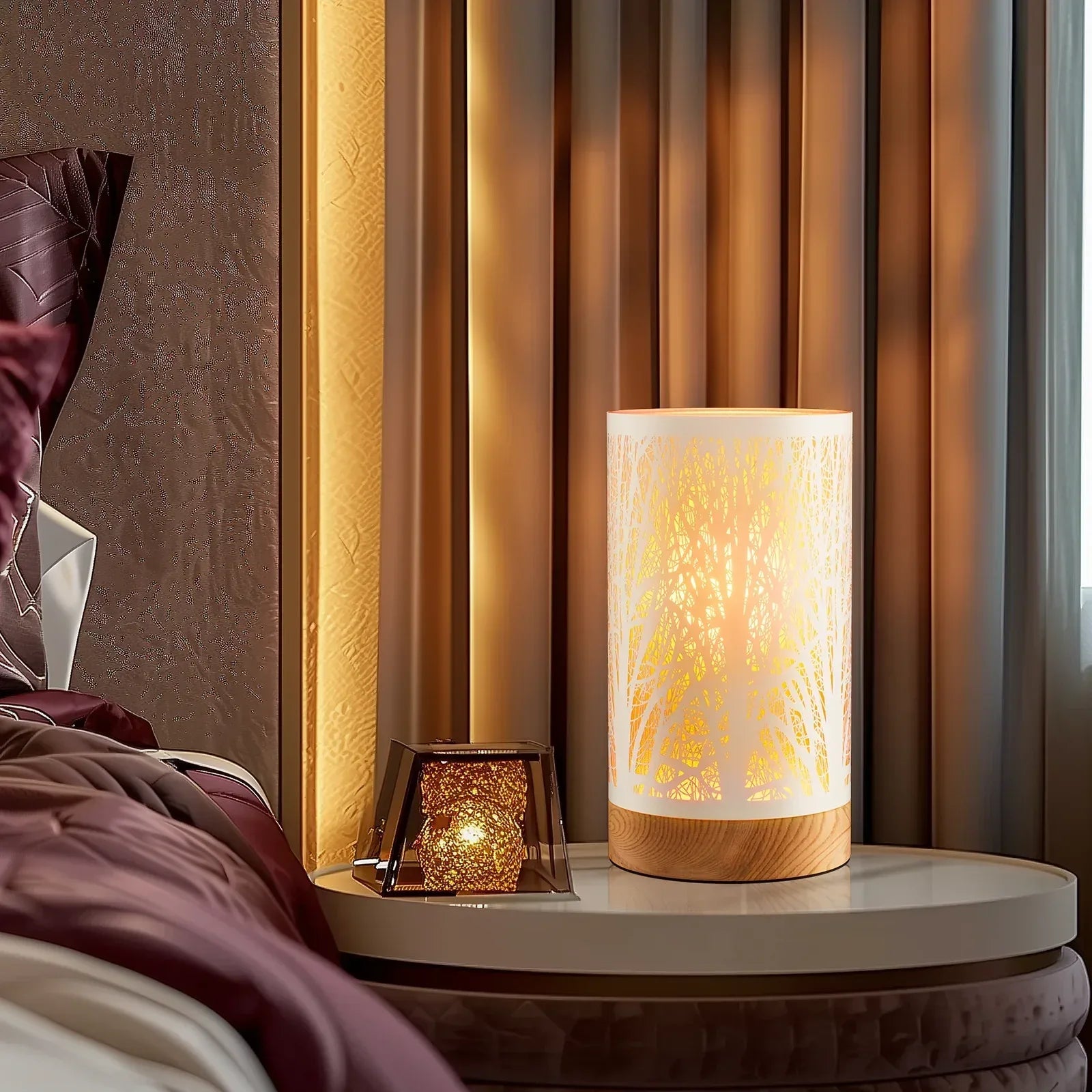 Table Lamps for Bedroom, 3-Way Dimmable Touch Control Bedside Lamp, Nightstand Lamp with Metal Branch Shade for Office, Living Room, Reading(E26 Light Bulb Included) - USA MEGA SHOP