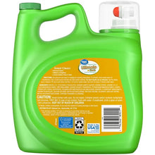 Green laundry detergent jug back label with barcode, Original Clean