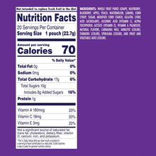 Nutrition Facts panel for Welch's Juicefuls Fusions fruit snacks, 70 calories